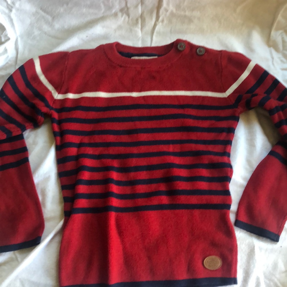 Kids red sweater with cute buttons at the collar